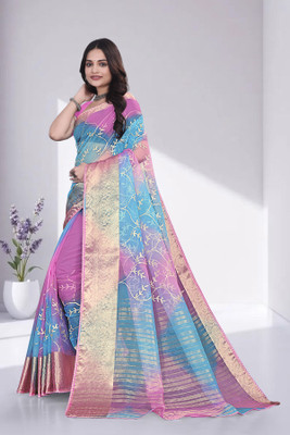 Aarunika SBT Solid/Plain Bollywood Organza Saree(Pink)