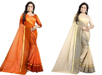 Saadhvi Self Design Daily Wear Lycra Blend Saree(Orange)