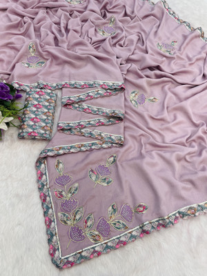 Ethina Fashion Embroidered Bollywood Chiffon Saree(Magenta)