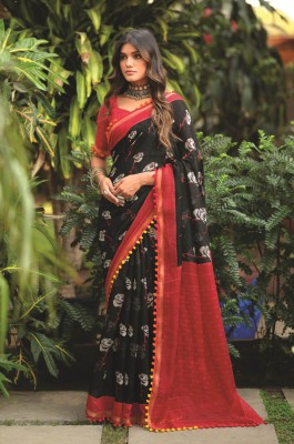 Tasrika Printed Bollywood Pure Cotton Saree(Red)