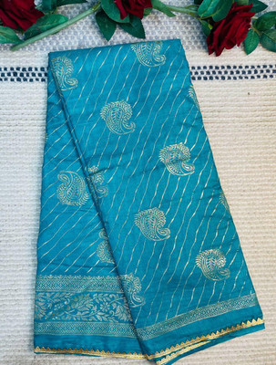 Pallu Patola Printed Banarasi Art Silk Saree(Blue)
