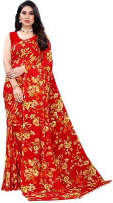 shiv textiles Floral Print, Printed, Embellished Bollywood Georgette Saree(Red)