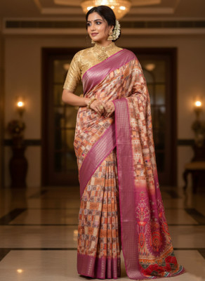 KalaKatha Digital Print Bollywood Cotton Silk Saree(Purple)