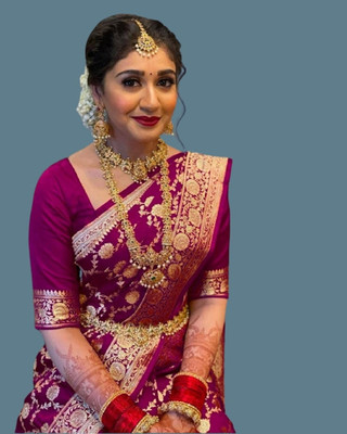 PRANJAL ART Printed Bollywood Jacquard, Art Silk Saree(Purple)