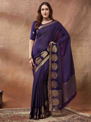 ANOUK Woven Leheria Viscose Rayon Saree(Purple)