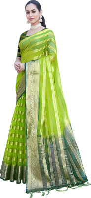 Aarunika MNT Woven Bollywood Organza Saree(Light Green)