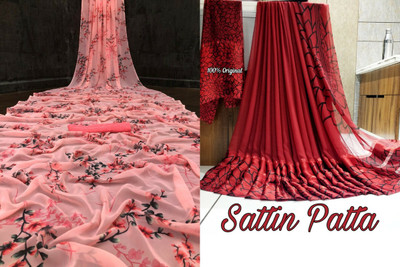 Sita Floral Print Bollywood Georgette Saree(Pack of 2, Pink)