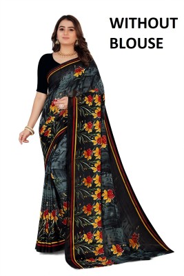 Guru Alankar Printed Daily Wear Chiffon Saree(Grey)