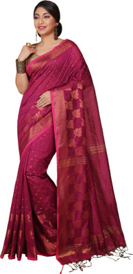Divastri Woven Handloom Art Silk Saree(Magenta)