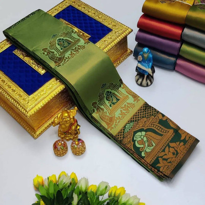 HR creation Printed Banarasi Art Silk Saree(Green)
