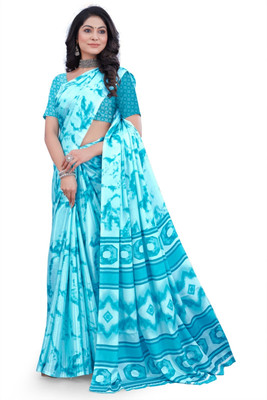 Julee Printed Daily Wear Chiffon Saree(Light Blue)