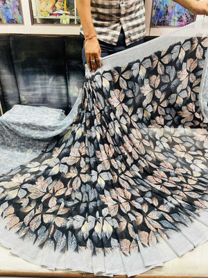 HouseOfCommon Printed Bollywood Georgette Saree(Black)