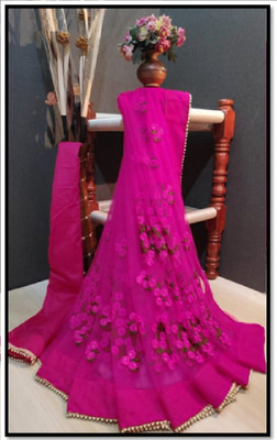 RE Renny Enterprise Embroidered Bollywood Net Saree(Pink)