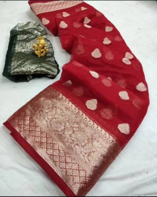 Kavita Creation Self Design Bollywood Organza Saree(Pack of 2, Red, Green)