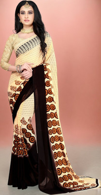 Leelavati Printed Daily Wear Georgette Saree(Beige)