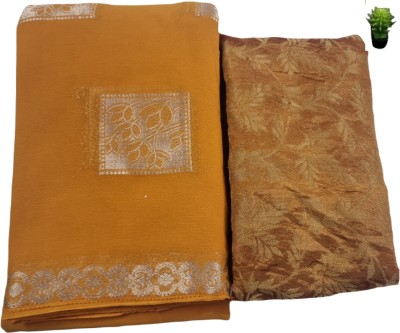 Durga Emporio Woven Bollywood Georgette Saree(Mustard)