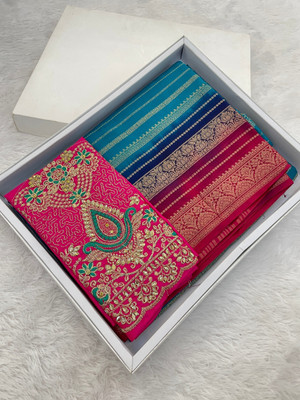 SHIV FASHION Solid/Plain Bollywood Viscose Rayon Saree(Multicolor)