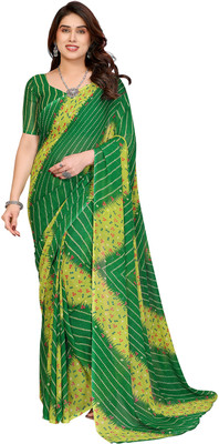 Moda Rapido Self Design, Printed Daily Wear Georgette Saree(Green)