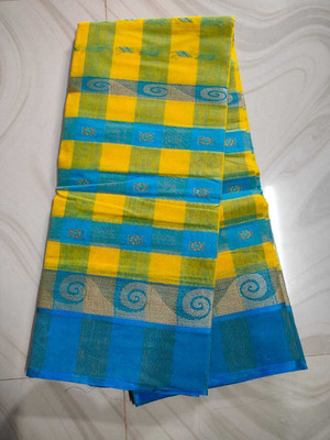 Ghosh handloom Printed Tant Pure Cotton Saree(Yellow)
