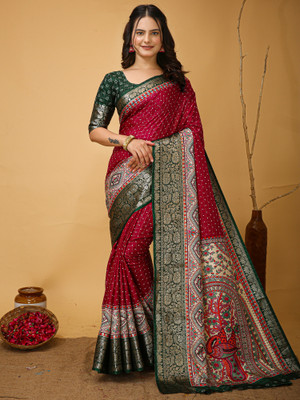 Divastri Printed Chinnalapattu Silk Blend Saree(Maroon)