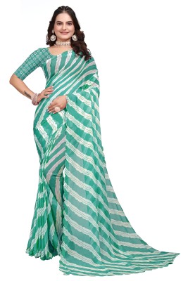 GRIFEZ Printed Bollywood Georgette Saree(Light Green)