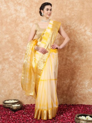 Muskan Collection Self Design Kanjivaram Art Silk Saree(Mustard)