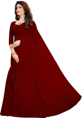 RK Fashions Solid/Plain Bollywood Georgette Saree(Maroon)