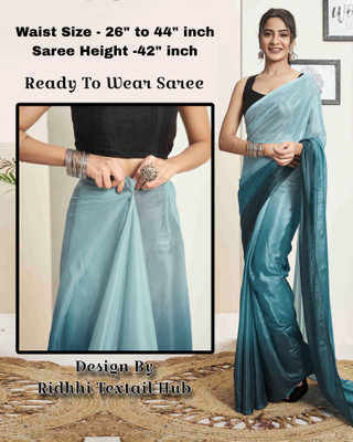 Rudra Fab Self Design Bollywood Silk Blend Saree(Blue)