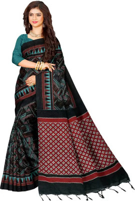 Shree Hari Printed Sambalpuri Cotton Blend Saree(Light Blue)
