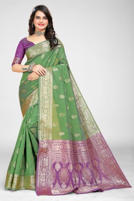 GOPAL COLLECTION Woven Banarasi Jacquard Saree(Green)