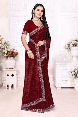 Aradhya Embellished Daily Wear Chiffon Saree(Dark Blue)