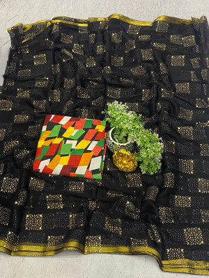 VINIT ENTERPRISE Embellished Daily Wear Chiffon Saree(Black)