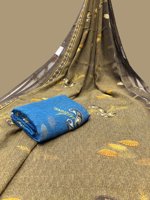 DASHAVI Printed Daily Wear Polyester Saree(Brown)