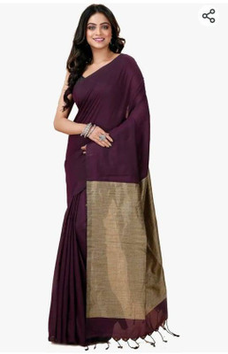 Maku Woven Handloom Pure Cotton Saree(Maroon)