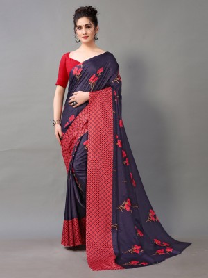 Fourleaf Printed, Floral Print Bollywood Georgette Saree(Purple)