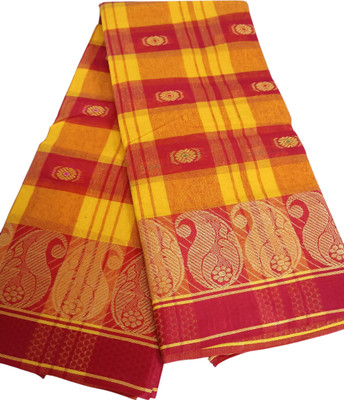 Sudipa saree center Woven Tant Cotton Blend Saree(Yellow)