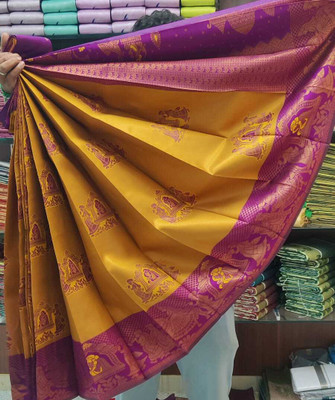 het designer studio Floral Print, Applique, Blocked Printed, Embroidered, Woven, Self Design Bollywood Georgette Saree(Yellow, Pink)