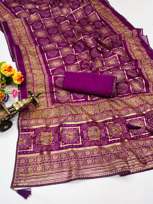 Kanooda Prints Woven Kota Doria Net Saree(Multicolor)