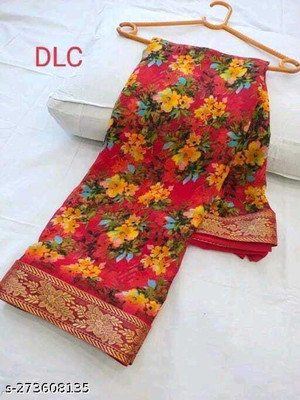 Dhanlaxmi CreationLLP Floral Print, Digital Print Daily Wear Georgette Saree(Red)