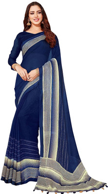 Vinodgarmentt Temple Border Bollywood Georgette Saree(Dark Blue)