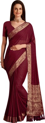 Akhilam Woven Banarasi Georgette Saree(Magenta)