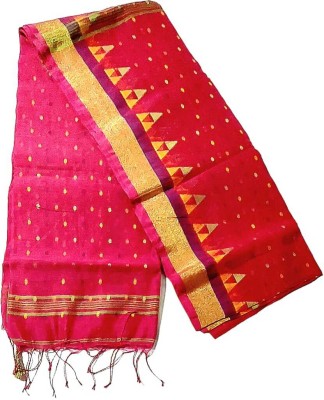 fashweave Embroidered Handloom Pure Cotton Saree(Pink)