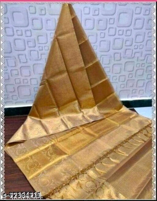 MT textiles Woven Kovai Tissue Saree(Gold)