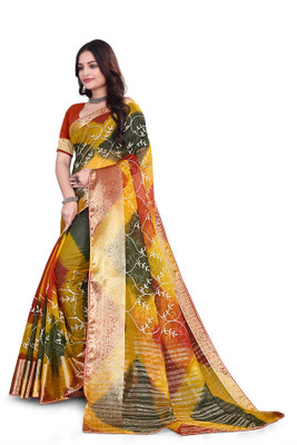 Aarunika LGF Solid/Plain Bollywood Organza Saree(Pack of 2, Multicolor)