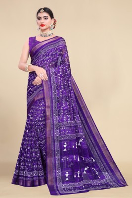 KISSAH Woven Bollywood Cotton Silk Saree(Purple)