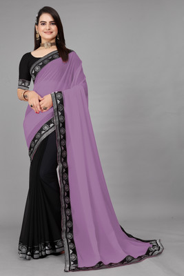 Om Sai Creation Embellished Bollywood Georgette Saree(Multicolor, Black)