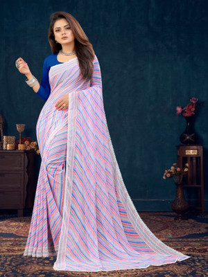 vairagee Checkered Bollywood Georgette Saree(Purple)