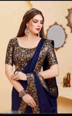 cpfashion Solid/Plain Bollywood Art Silk Saree(Blue)