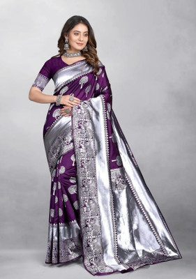MOTISARIYA FASHION Self Design Bollywood Jacquard Saree(Purple)