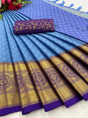 Nik Creation Solid/Plain Bollywood Georgette Saree(Blue)